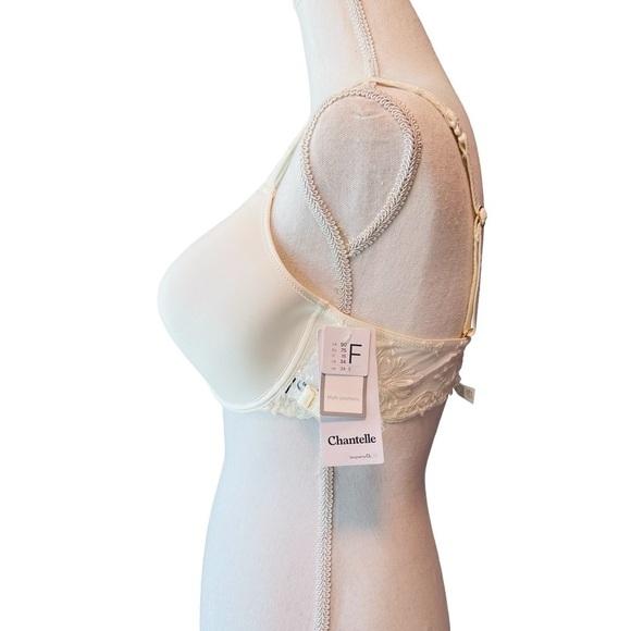 CHANTELLE IVORY MULTI-POSITION BRA SIZE 34F PRETTY LACE ON STRAPS NWT - Picture 2 of 12